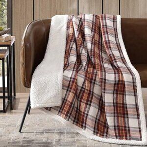 Fall Cotton Flannel Reversible Sherpa Fleece Throw Blanket